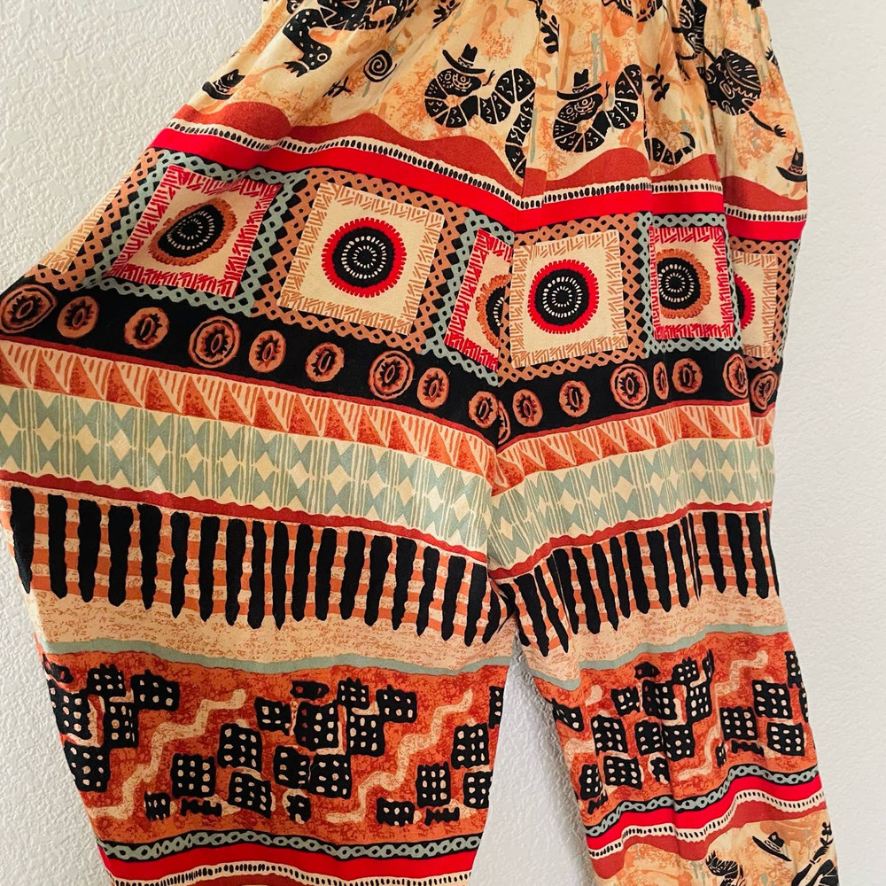 Vintage 90s wacky southwestern desert snakes coyotes funky boho jumpsuit sz M - Picture 6 of 14